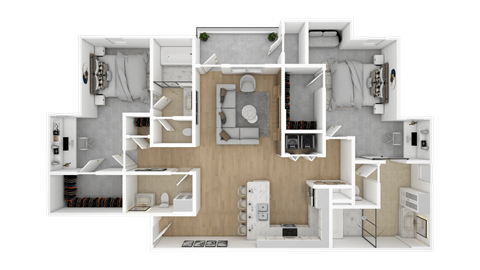 3 bed 2 bath A floor plan at The Azul Apartment Homes, Mississippi, 38655